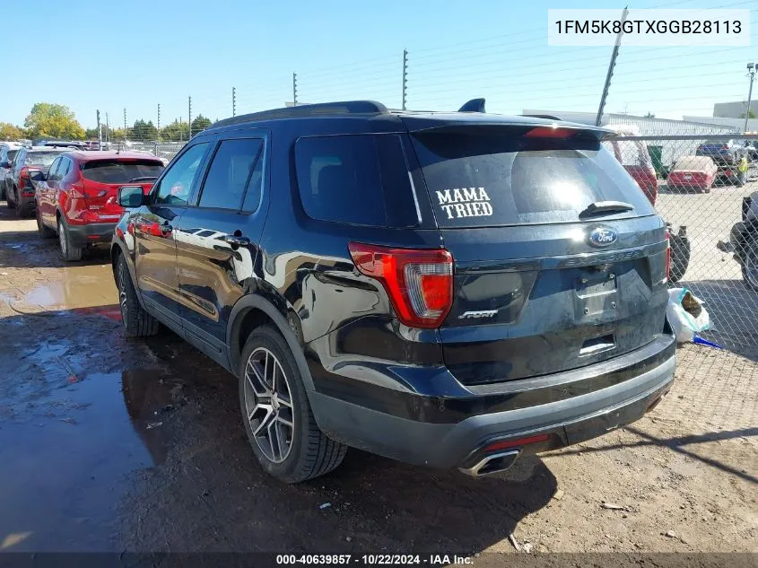 1FM5K8GTXGGB28113 2016 Ford Explorer Sport