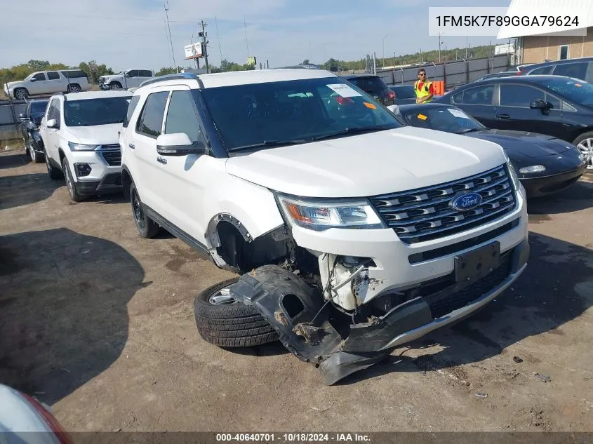 2016 Ford Explorer Limited VIN: 1FM5K7F89GGA79624 Lot: 40640701