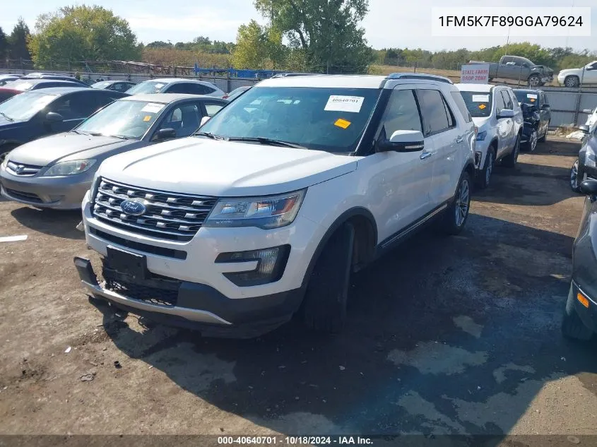 2016 Ford Explorer Limited VIN: 1FM5K7F89GGA79624 Lot: 40640701