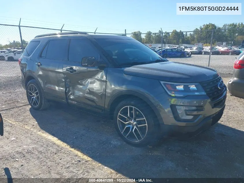 2016 Ford Explorer Sport VIN: 1FM5K8GT5GGD24444 Lot: 40641289