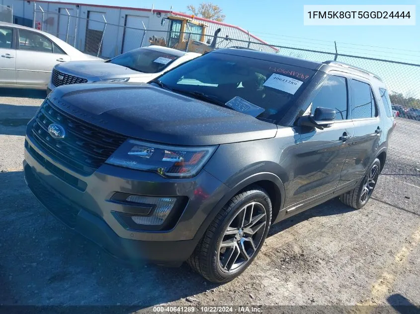 2016 Ford Explorer Sport VIN: 1FM5K8GT5GGD24444 Lot: 40641289