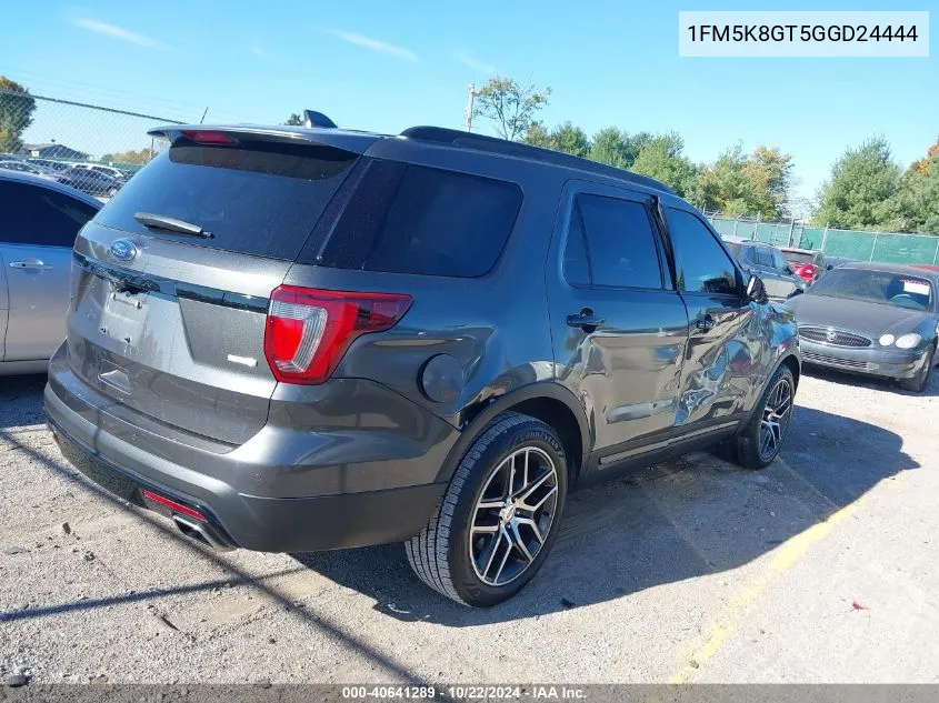 2016 Ford Explorer Sport VIN: 1FM5K8GT5GGD24444 Lot: 40641289