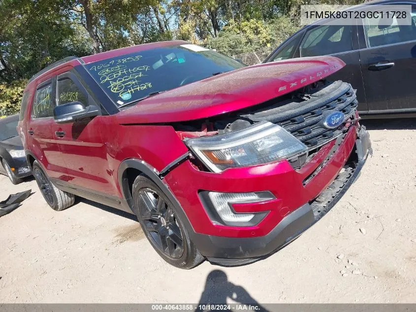 2016 Ford Explorer Sport VIN: 1FM5K8GT2GGC11728 Lot: 40643858