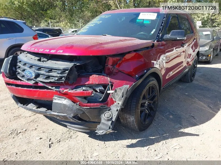 2016 Ford Explorer Sport VIN: 1FM5K8GT2GGC11728 Lot: 40643858