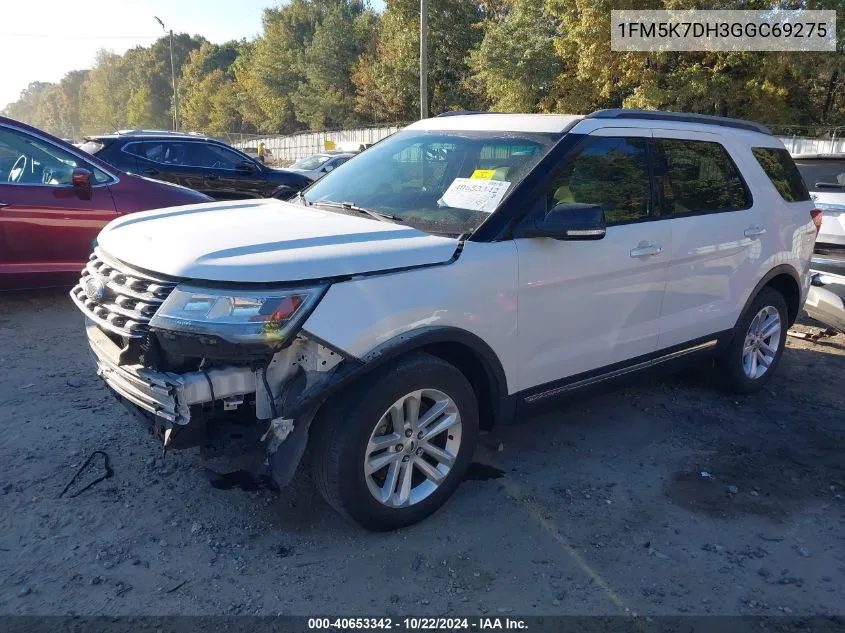 2016 Ford Explorer Xlt VIN: 1FM5K7DH3GGC69275 Lot: 40653342