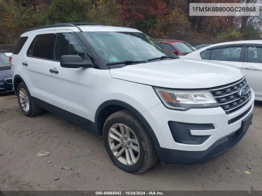 2016 Ford Explorer VIN: 1FM5K8B80GGC28868 Lot: 40665542