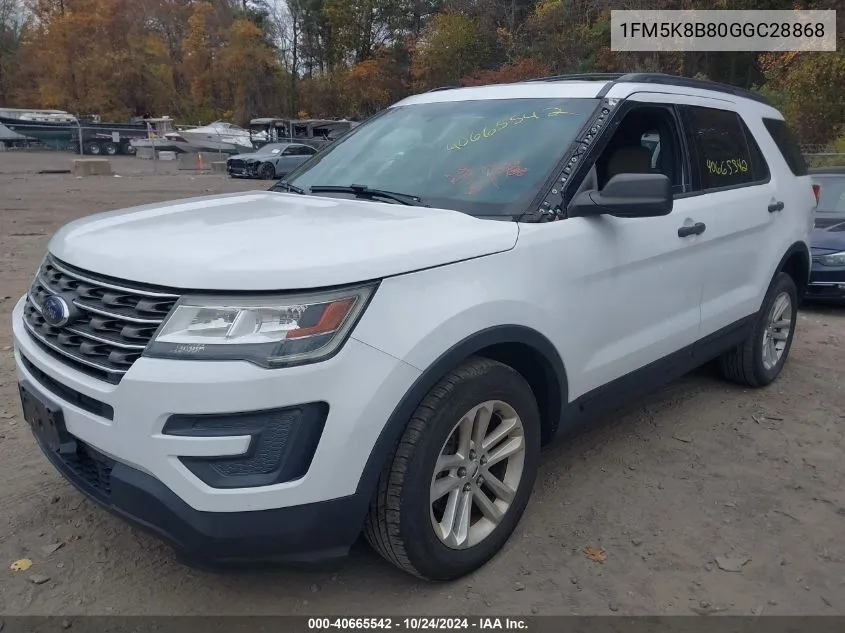 2016 Ford Explorer VIN: 1FM5K8B80GGC28868 Lot: 40665542