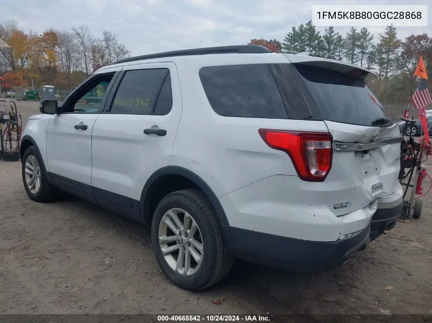 2016 Ford Explorer VIN: 1FM5K8B80GGC28868 Lot: 40665542