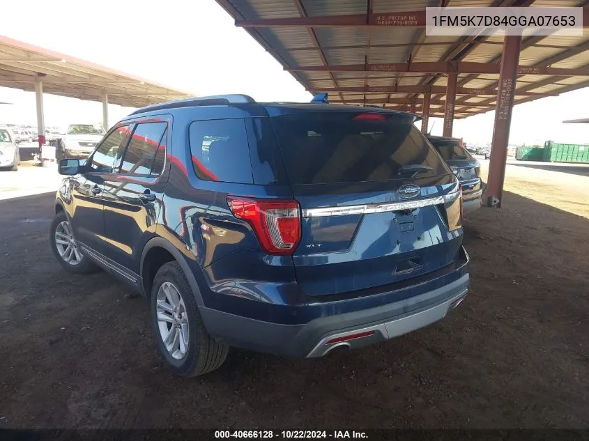 2016 Ford Explorer Xlt VIN: 1FM5K7D84GGA07653 Lot: 40666128