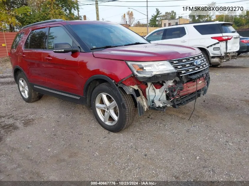 2016 Ford Explorer Xlt VIN: 1FM5K8D8XGGB93270 Lot: 40667776