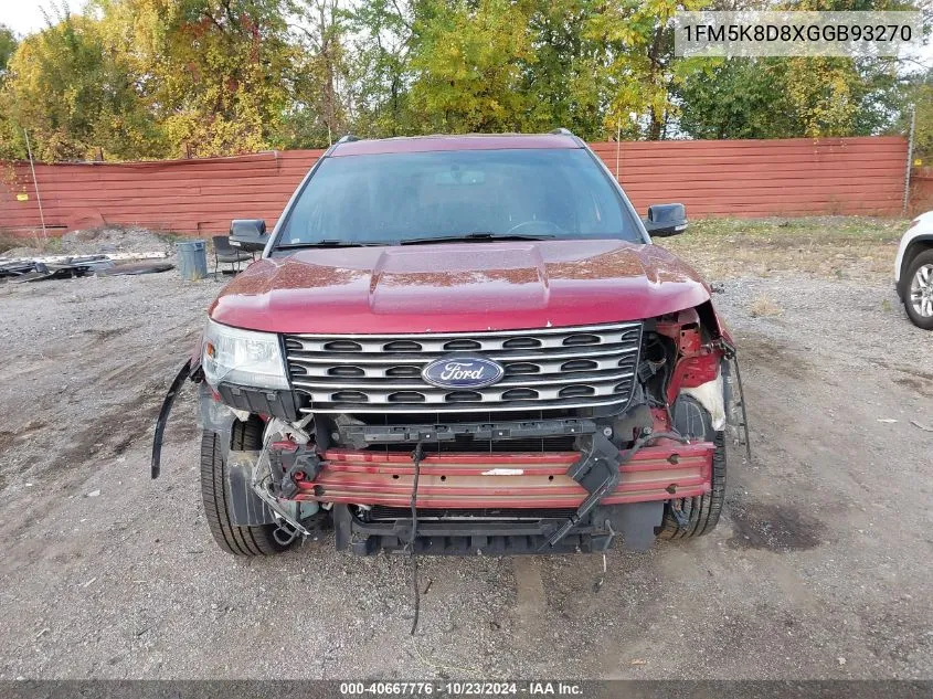 2016 Ford Explorer Xlt VIN: 1FM5K8D8XGGB93270 Lot: 40667776