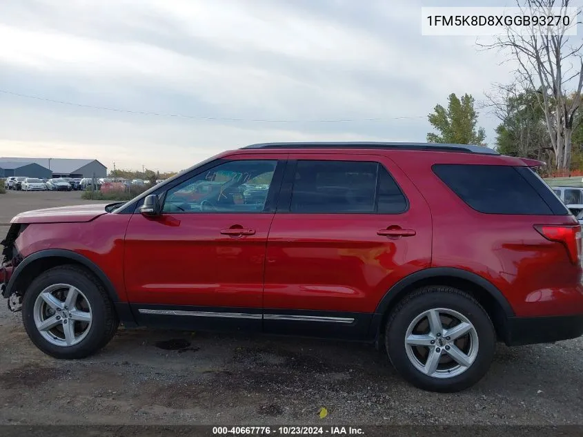 2016 Ford Explorer Xlt VIN: 1FM5K8D8XGGB93270 Lot: 40667776