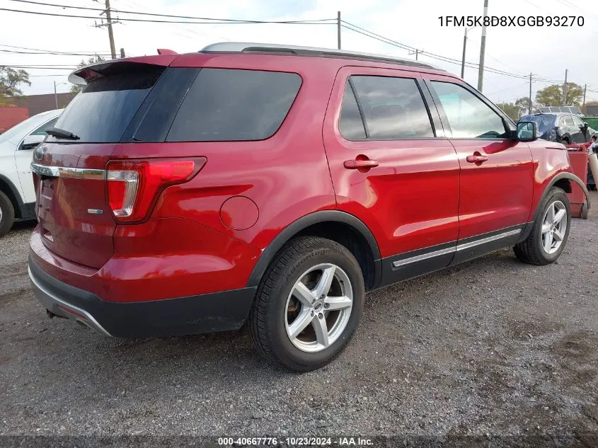 2016 Ford Explorer Xlt VIN: 1FM5K8D8XGGB93270 Lot: 40667776