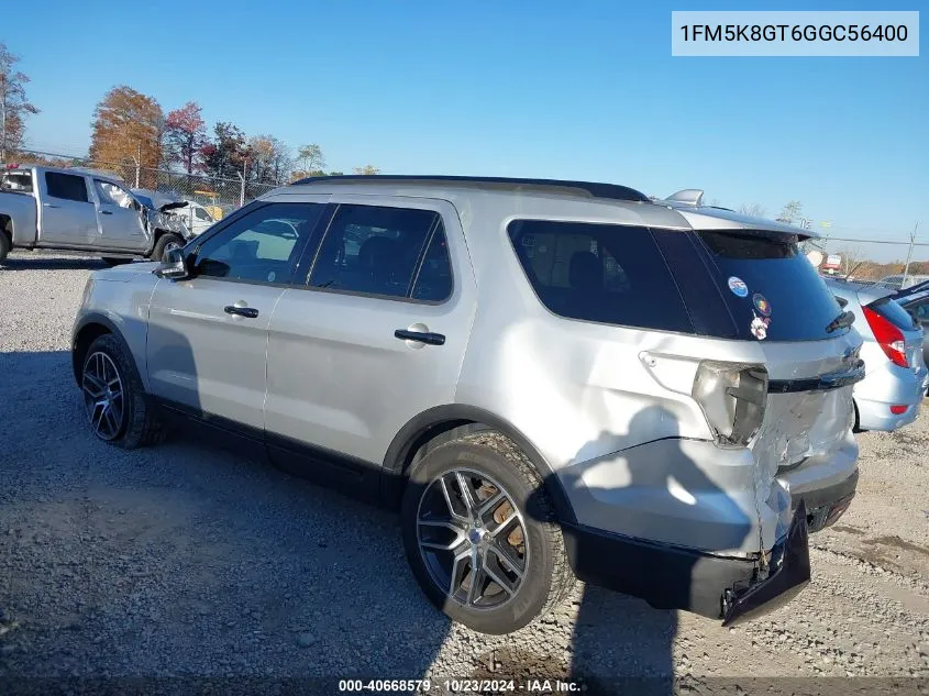 2016 Ford Explorer Sport VIN: 1FM5K8GT6GGC56400 Lot: 40668579