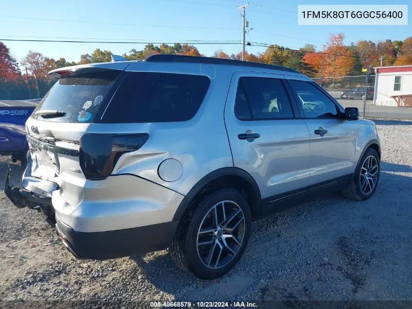 2016 Ford Explorer Sport VIN: 1FM5K8GT6GGC56400 Lot: 40668579