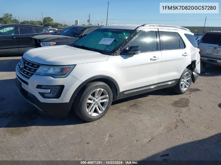 2016 Ford Explorer Xlt VIN: 1FM5K7D82GGC57280 Lot: 40671251