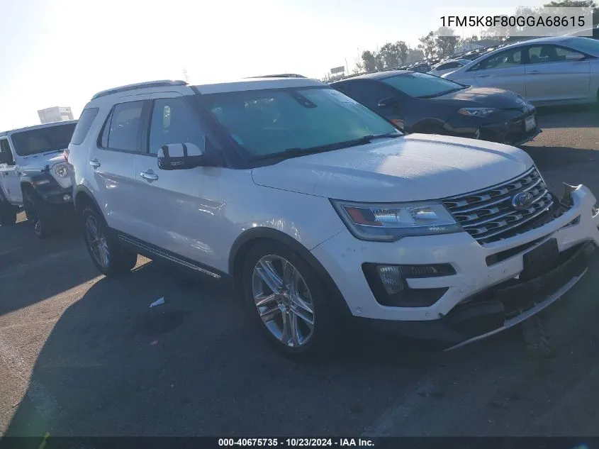 2016 Ford Explorer Limited VIN: 1FM5K8F80GGA68615 Lot: 40675735