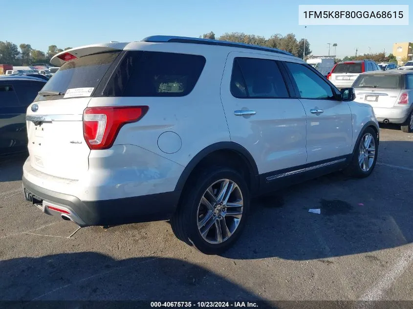 2016 Ford Explorer Limited VIN: 1FM5K8F80GGA68615 Lot: 40675735