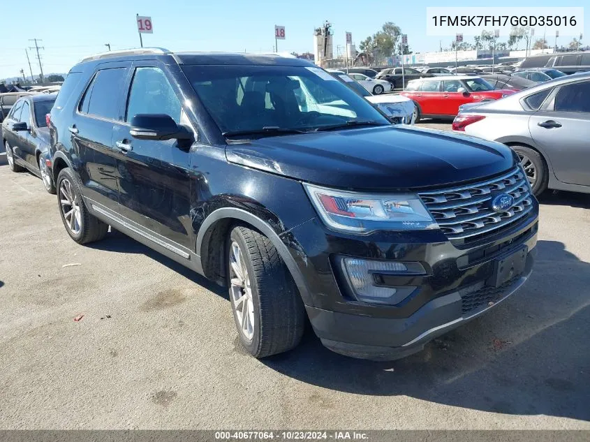 2016 Ford Explorer Limited VIN: 1FM5K7FH7GGD35016 Lot: 40677064