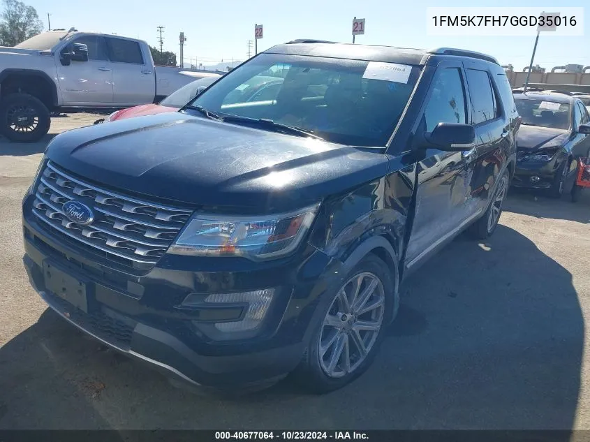 2016 Ford Explorer Limited VIN: 1FM5K7FH7GGD35016 Lot: 40677064