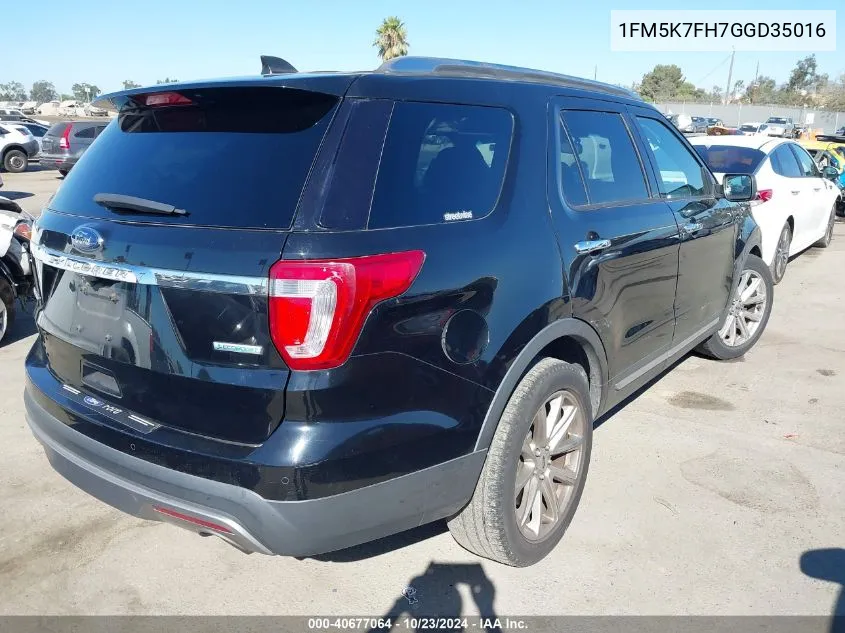 2016 Ford Explorer Limited VIN: 1FM5K7FH7GGD35016 Lot: 40677064