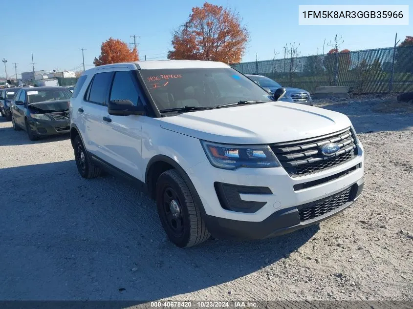 2016 Ford Utility Police Interceptor VIN: 1FM5K8AR3GGB35966 Lot: 40678420