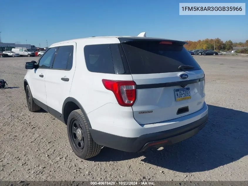 2016 Ford Utility Police Interceptor VIN: 1FM5K8AR3GGB35966 Lot: 40678420