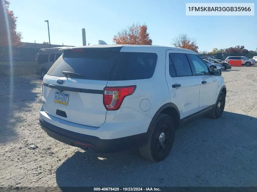 2016 Ford Utility Police Interceptor VIN: 1FM5K8AR3GGB35966 Lot: 40678420