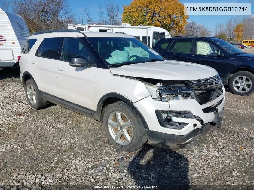 2016 Ford Explorer Xlt VIN: 1FM5K8D81GGB10244 Lot: 40692126