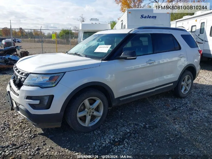 2016 Ford Explorer Xlt VIN: 1FM5K8D81GGB10244 Lot: 40692126