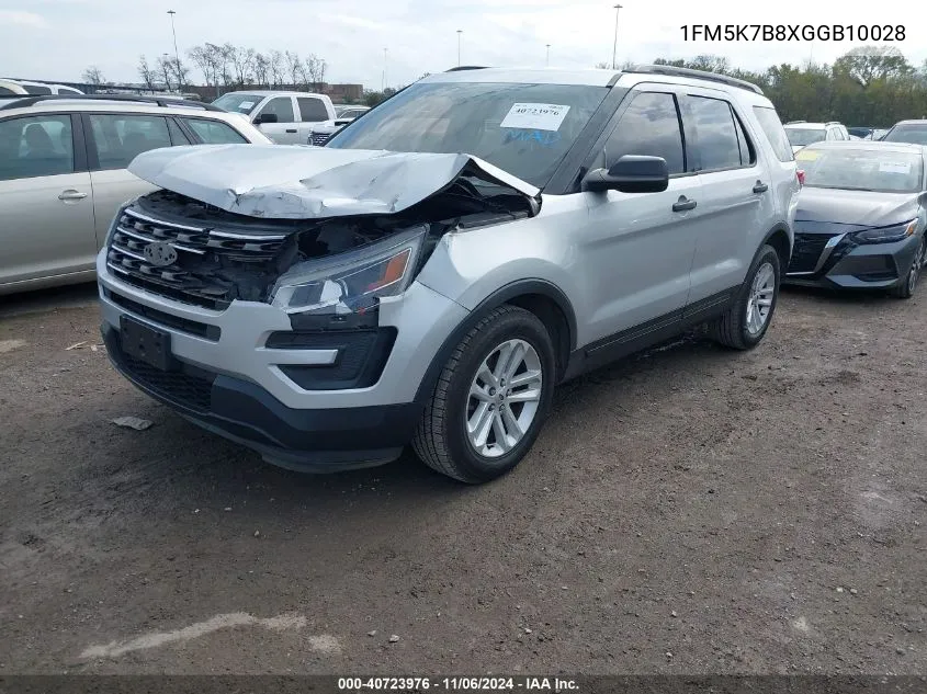 2016 Ford Explorer VIN: 1FM5K7B8XGGB10028 Lot: 40723976