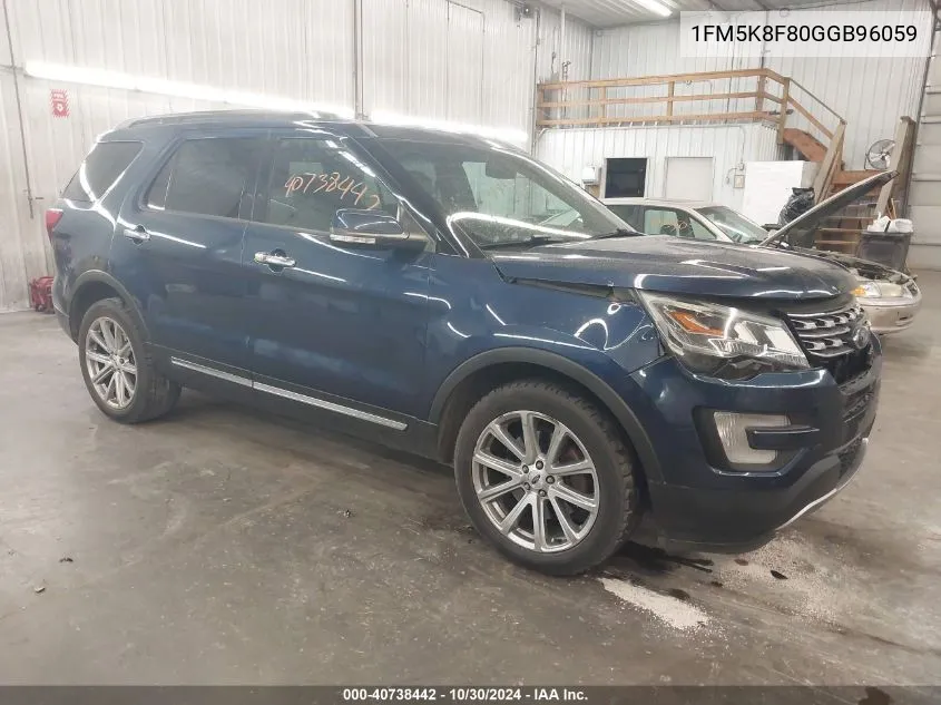 2016 Ford Explorer Limited VIN: 1FM5K8F80GGB96059 Lot: 40738442