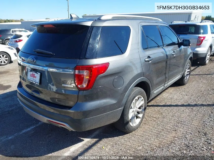 2016 Ford Explorer Xlt VIN: 1FM5K7DH3GGB34653 Lot: 40750679