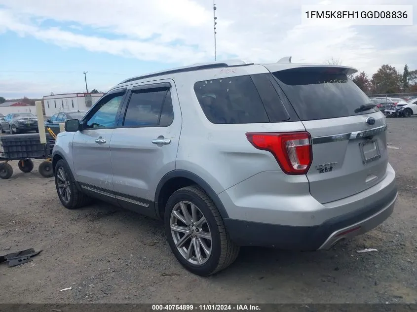 2016 Ford Explorer Limited VIN: 1FM5K8FH1GGD08836 Lot: 40754899