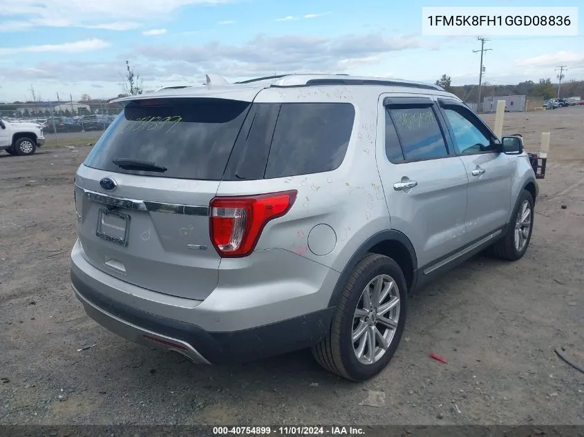 2016 Ford Explorer Limited VIN: 1FM5K8FH1GGD08836 Lot: 40754899