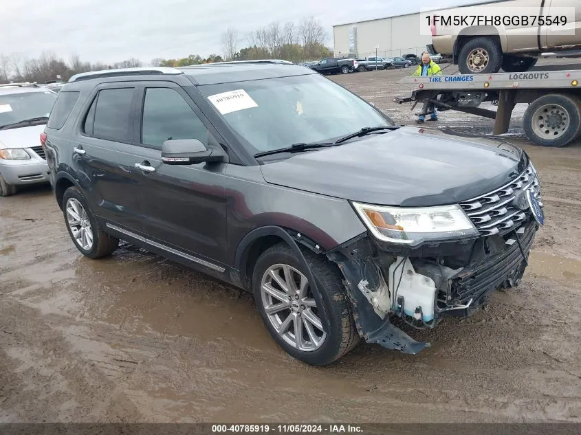 2016 Ford Explorer Limited VIN: 1FM5K7FH8GGB75549 Lot: 40785919