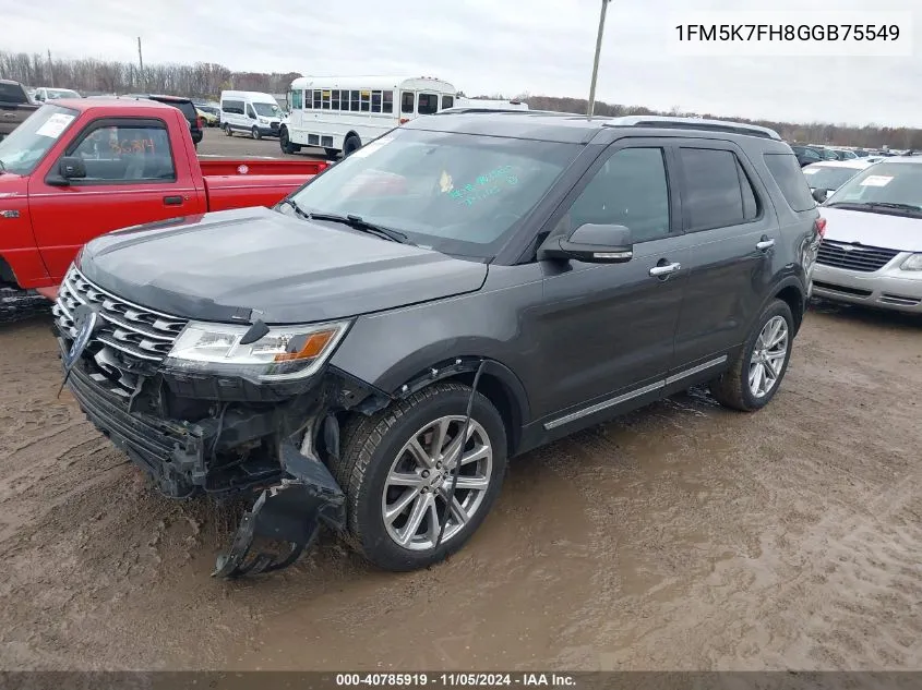 2016 Ford Explorer Limited VIN: 1FM5K7FH8GGB75549 Lot: 40785919