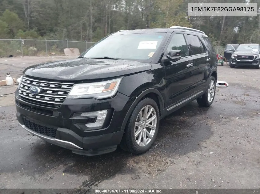 2016 Ford Explorer Limited VIN: 1FM5K7F82GGA98175 Lot: 40794707