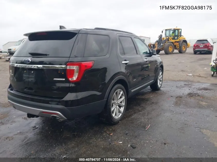 2016 Ford Explorer Limited VIN: 1FM5K7F82GGA98175 Lot: 40794707