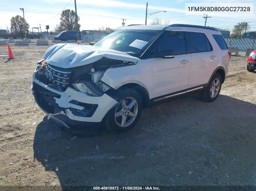 2016 Ford Explorer Xlt VIN: 1FM5K8D80GGC27328 Lot: 40818872