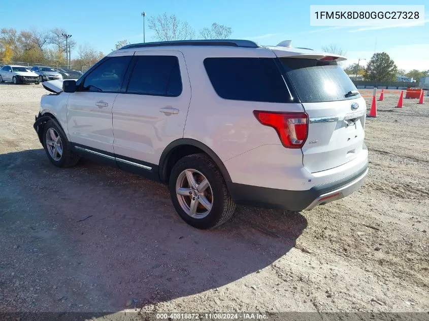 2016 Ford Explorer Xlt VIN: 1FM5K8D80GGC27328 Lot: 40818872