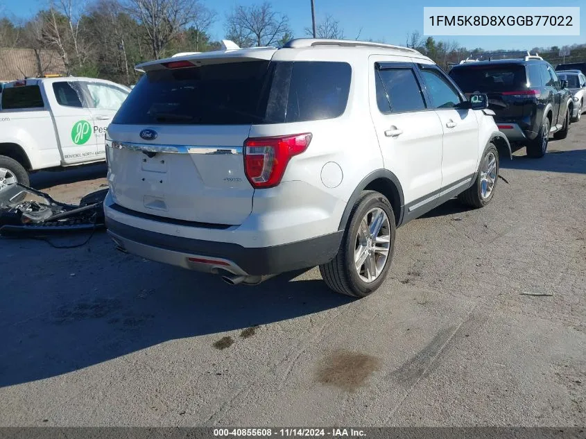 2016 Ford Explorer Xlt VIN: 1FM5K8D8XGGB77022 Lot: 40855608