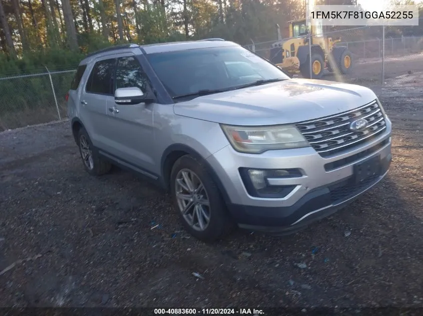 2016 Ford Explorer Limited VIN: 1FM5K7F81GGA52255 Lot: 40883600