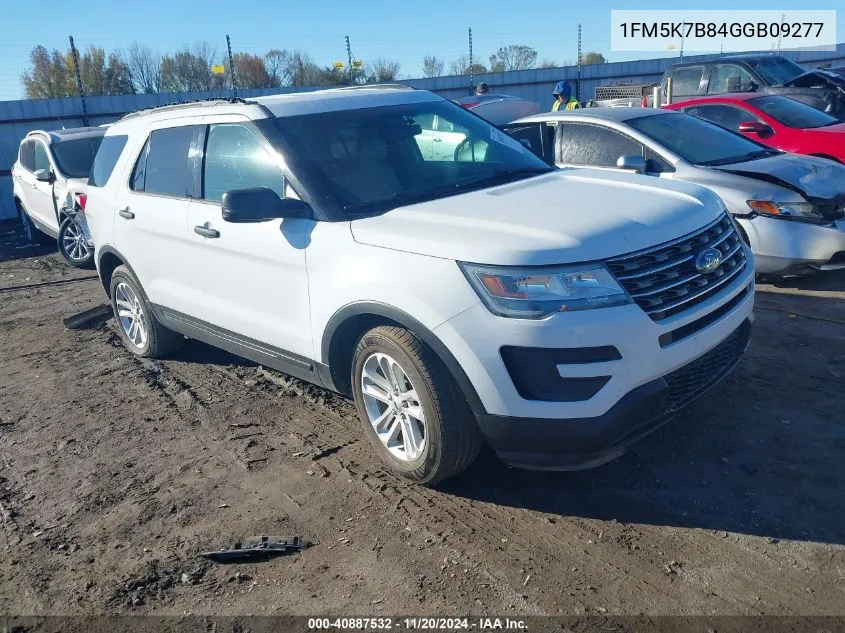 2016 Ford Explorer VIN: 1FM5K7B84GGB09277 Lot: 40887532