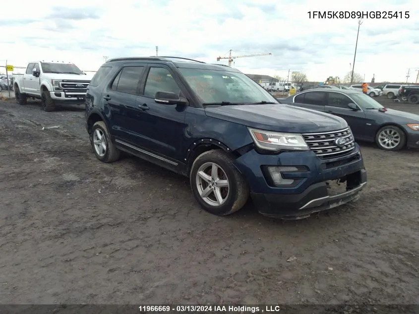 2017 Ford Explorer Xlt VIN: 1FM5K8D89HGB25415 Lot: 11966669