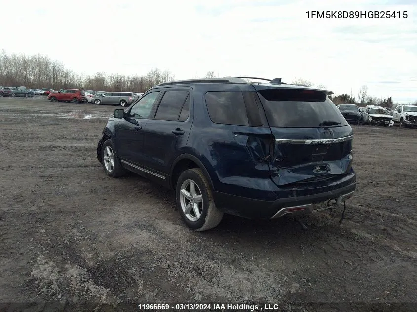 2017 Ford Explorer Xlt VIN: 1FM5K8D89HGB25415 Lot: 11966669