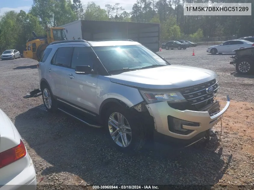 1FM5K7D8XHGC51289 2017 Ford Explorer Xlt