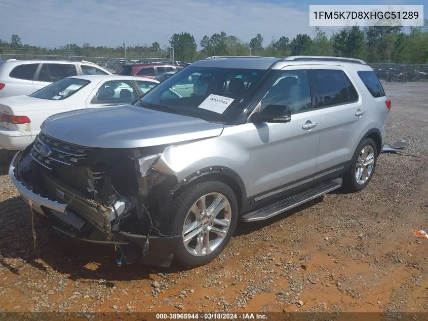 1FM5K7D8XHGC51289 2017 Ford Explorer Xlt