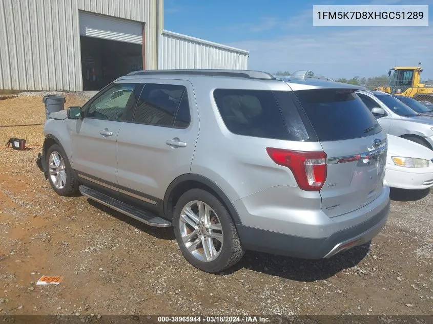 2017 Ford Explorer Xlt VIN: 1FM5K7D8XHGC51289 Lot: 38965944