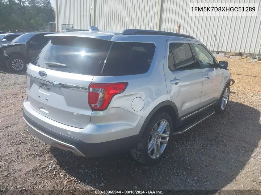 1FM5K7D8XHGC51289 2017 Ford Explorer Xlt